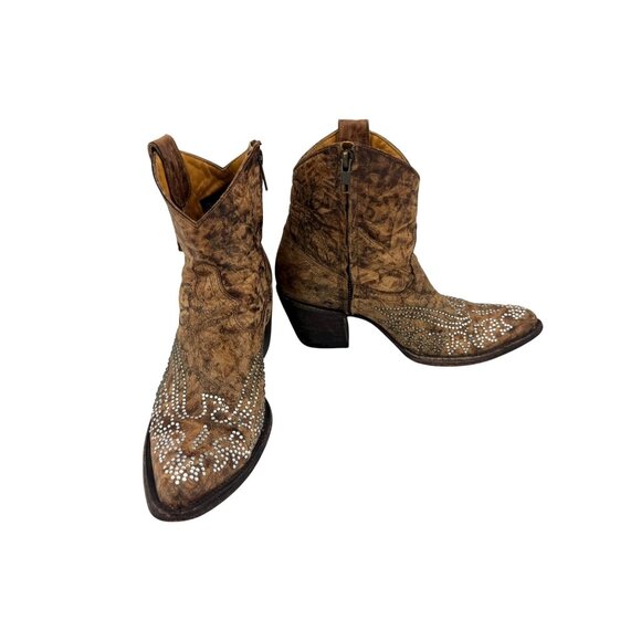 Size 7.5 Old Gringo Eagle Swarovski Crystals Snip Toe Ankle Cowboy Cowgirl Boots - Picture 3 of 14